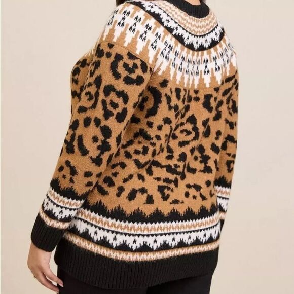 Torrid Vegan Cashmere Pullover Sweater Leopard Plus Size 3 - Picture 5 of 6